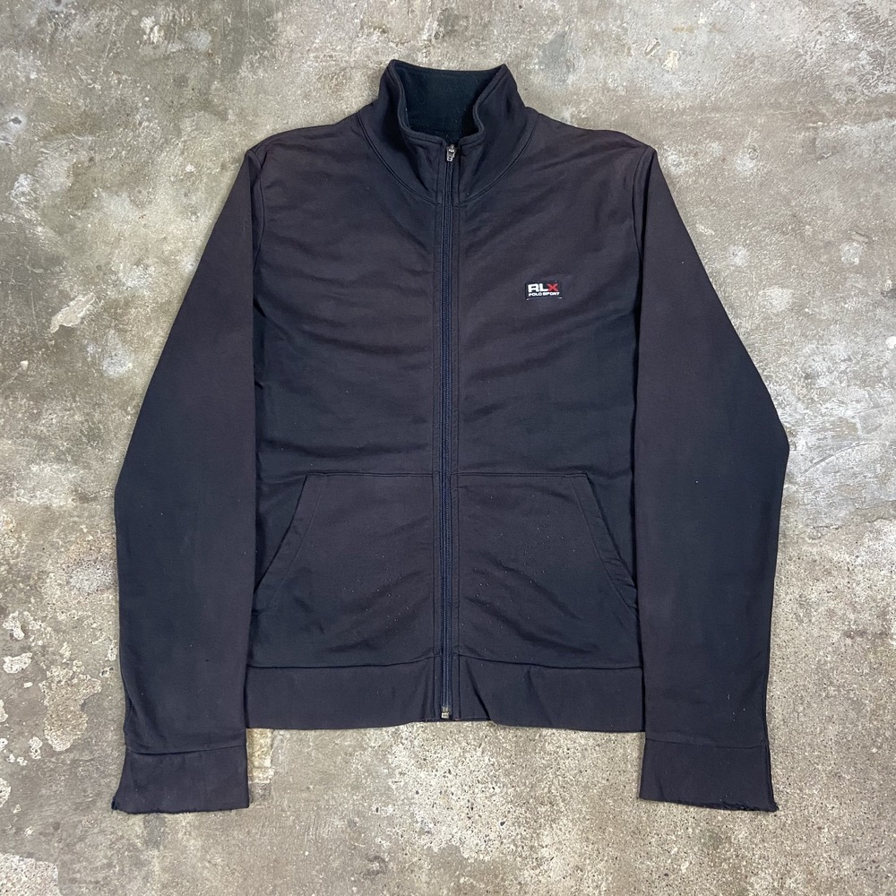 Vintage 90s RLX Polo Sport Jacket Women's Size XL Black Fleece Full Zip Athletic